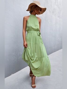 Green Polka Dot Maxi Dress